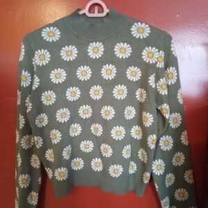 Ardene Olive Floral Turtleneck Sweater